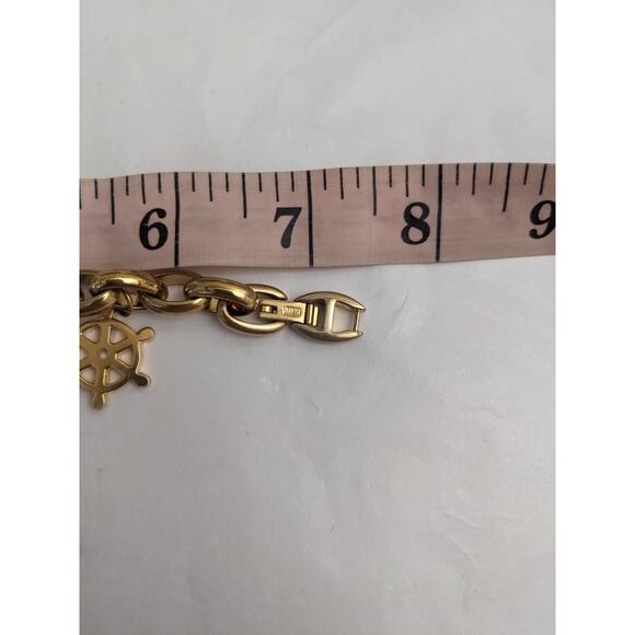 Anne Klein Charm Watch Gold Tone Chain Bracelet 7in Working - Picture 8 of 8